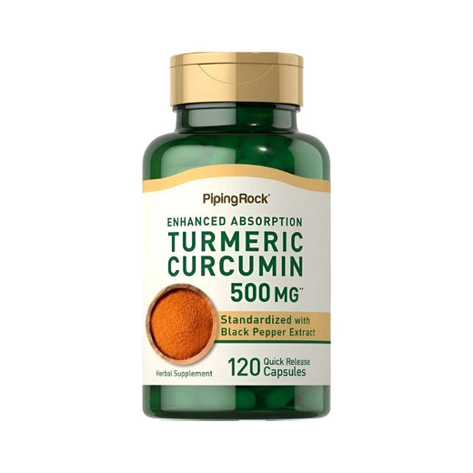 Piping Rock Turmeric Curcumin Enhanced Absorption — 500 mg Curcuminoides 95% + Piperina 95% 120 Cápsulas