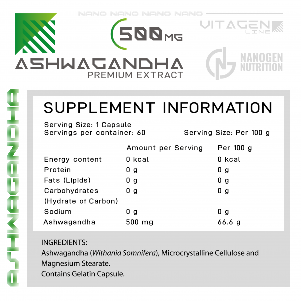 Ashwagandha 500 mg – Nanogen Nutrition