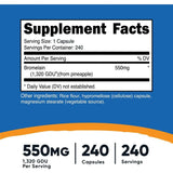 Bromelain Nutricost 550 mg 1320 GDU 240 Cápsulas Veganas