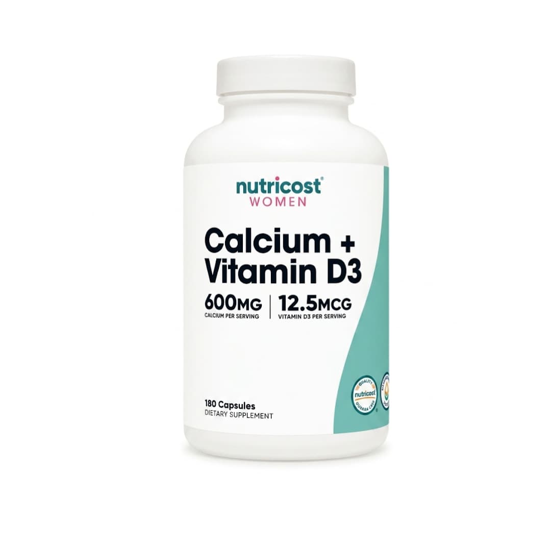 Calcium + Vitamin D3 Nutricost Women 600 mg 180 Cápsulas Veganas