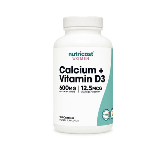 Calcium + Vitamin D3 Nutricost Women 600 mg 180 Cápsulas Veganas