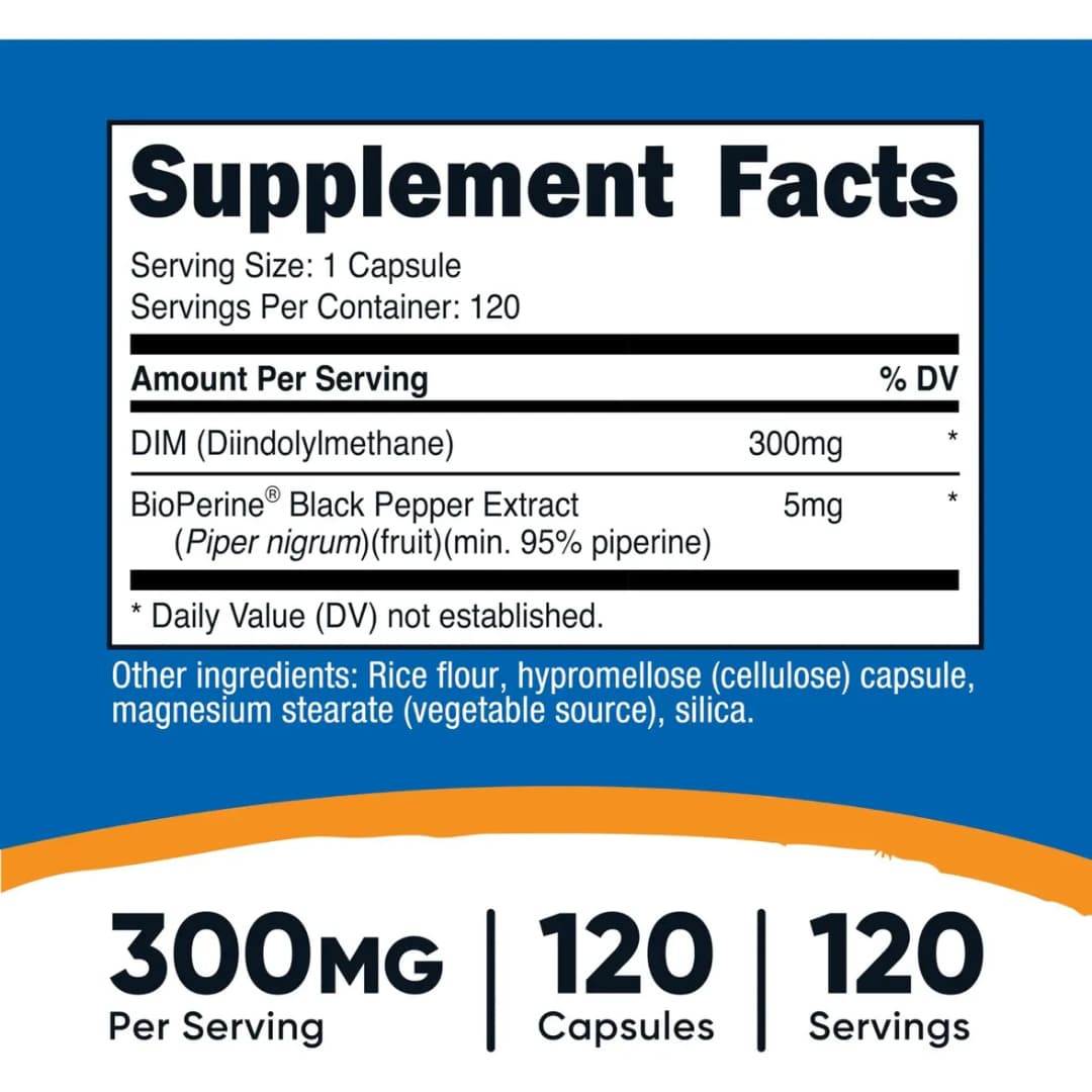 DIM Nutricost — Diindolylmethane 300 mg con BioPerine