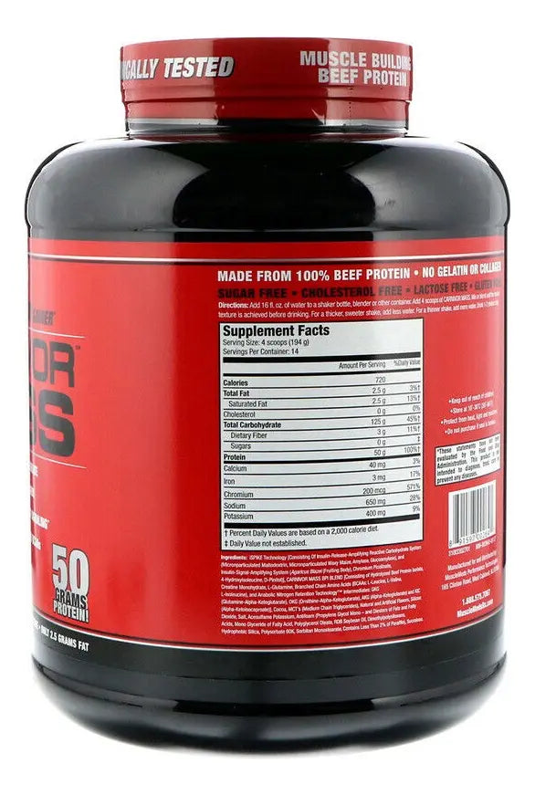 MuscleMeds Carnivor Mass — Anabolic Beef Protein Gainer Chocolate Fudge 5.63 lb 14 Servicios