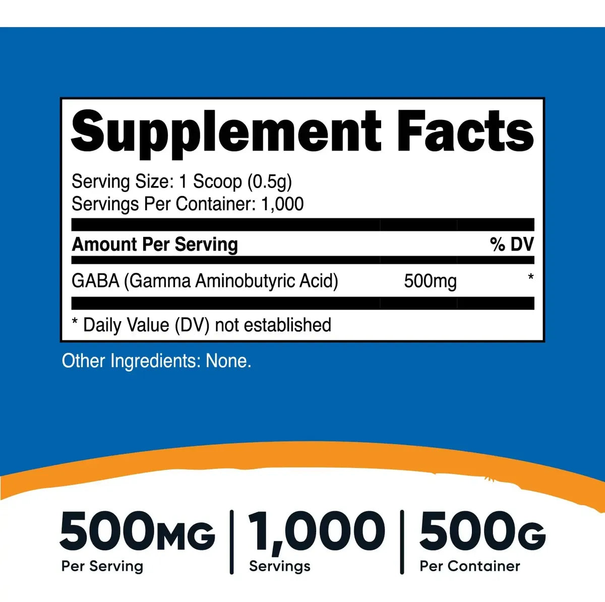 Nutricost GABA Powder — Ácido Gamma Aminobutírico 500 mg 500 g 1,000 Servicios