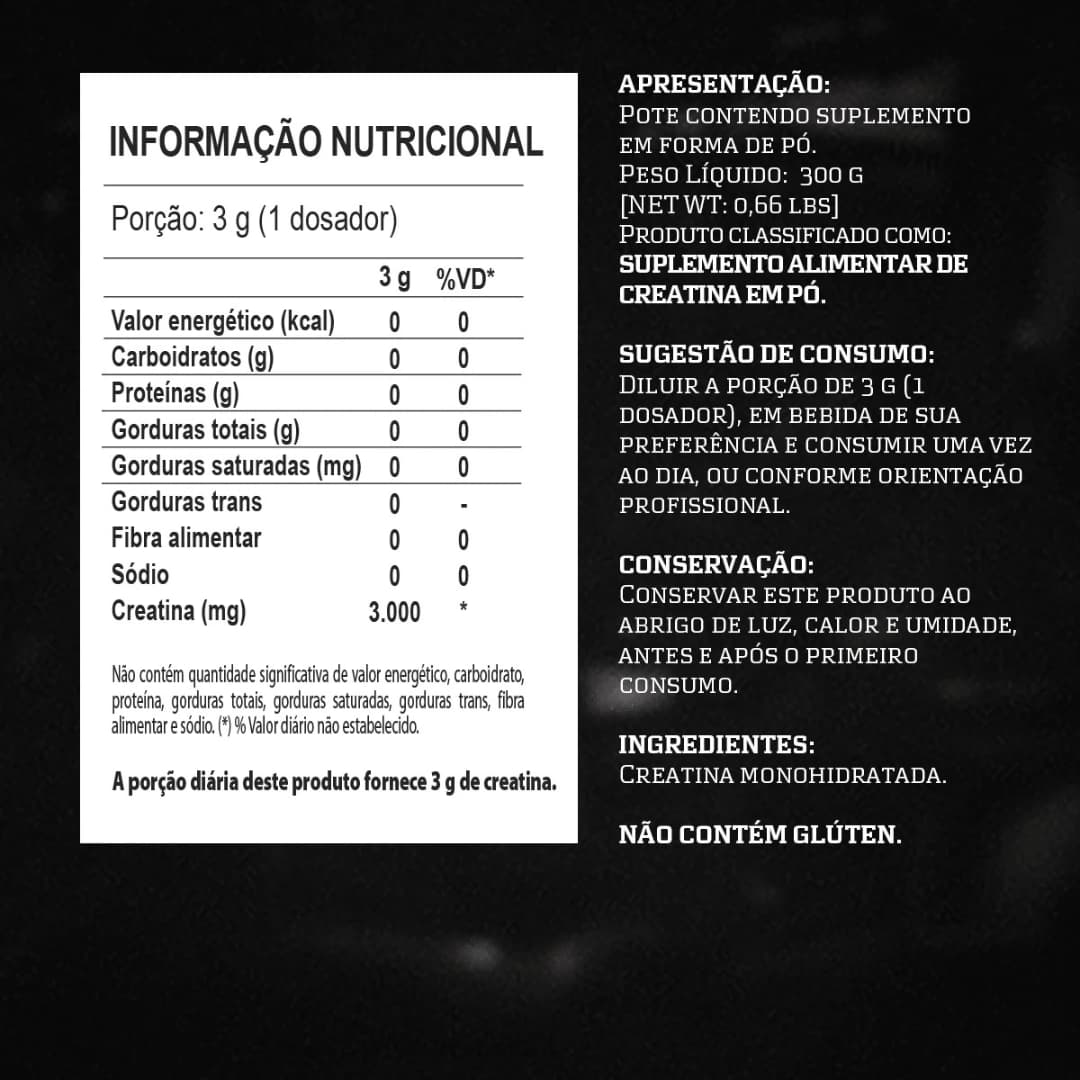 Pure Creatina Monohidratada Powder Darkness 3 g 300 g