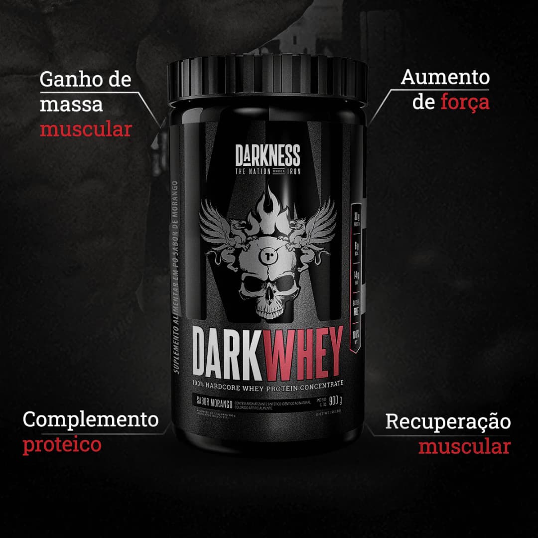 Darkness Dark Whey — 100% Whey Protein Concentrate 30 g Proteína 900 g