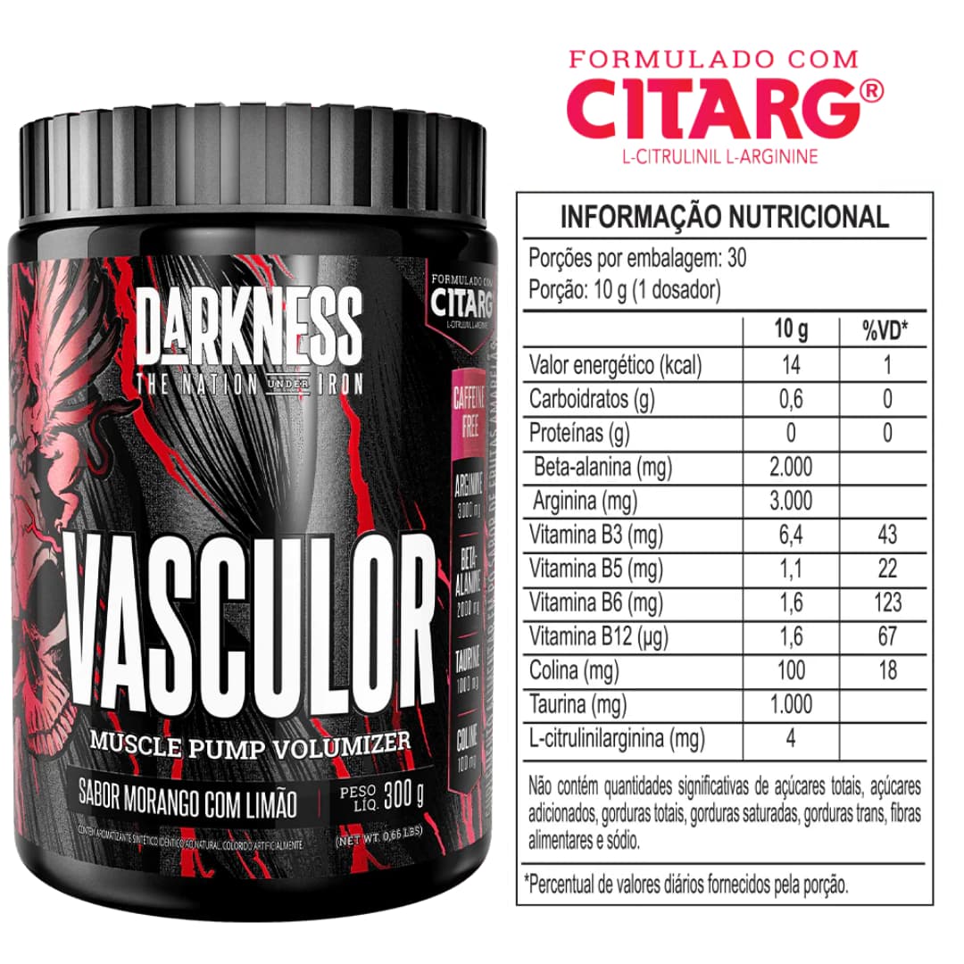 Pre entreno Darkness Vasculor Caffeine Free — Muscle Pump Volumizer CitArg®