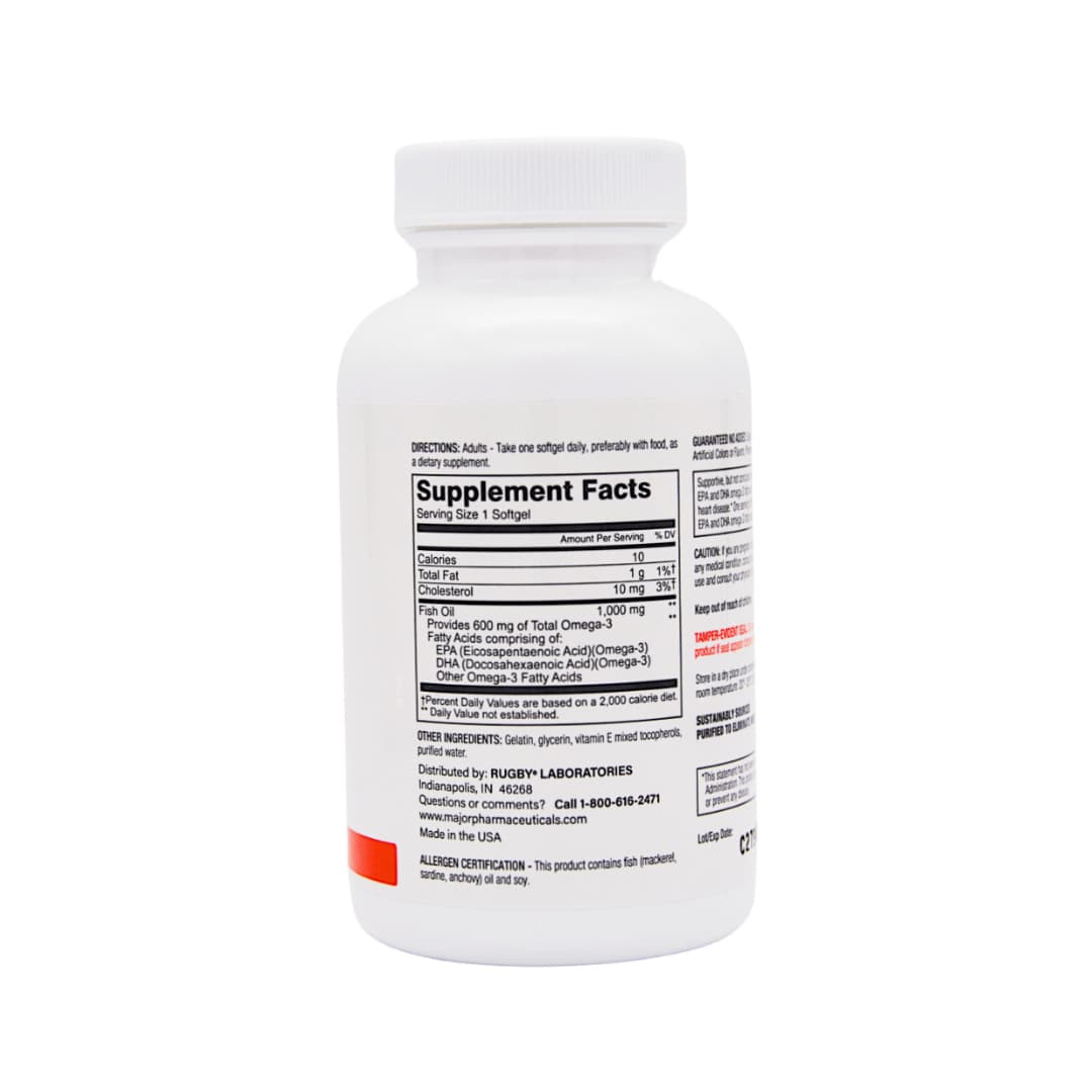 Fish Oil Rugby 1000 mg Omega 3 EPA DHA 100 Softgels
