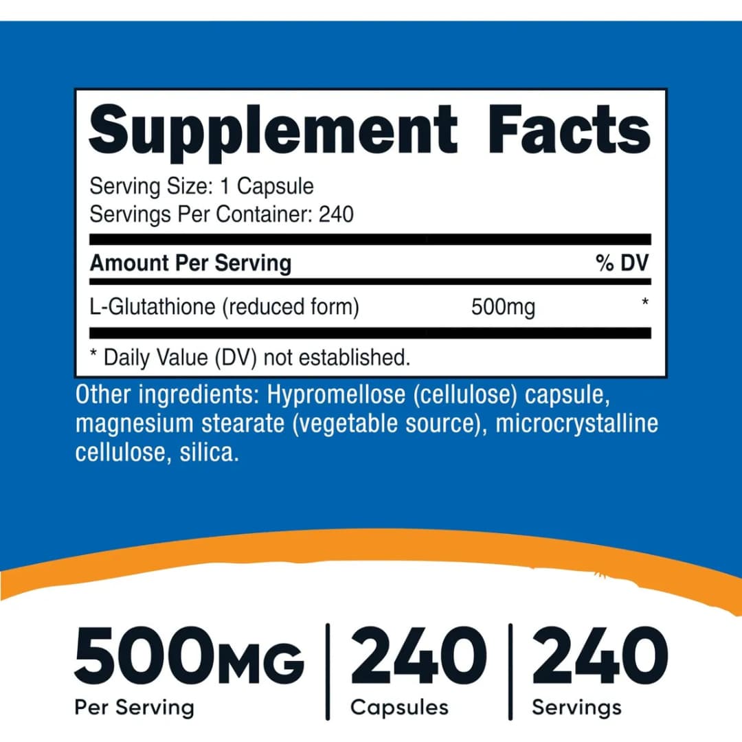 Glutatión Reducido 500 mg en Cápsulas — Nutricost