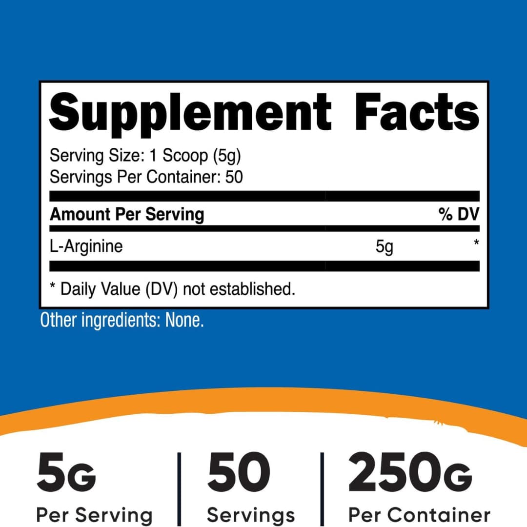 L-Arginine Nutricost Polvo Sin Sabor 5 g 250 g