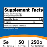 L-Arginine Nutricost Polvo Sin Sabor 5 g 250 g