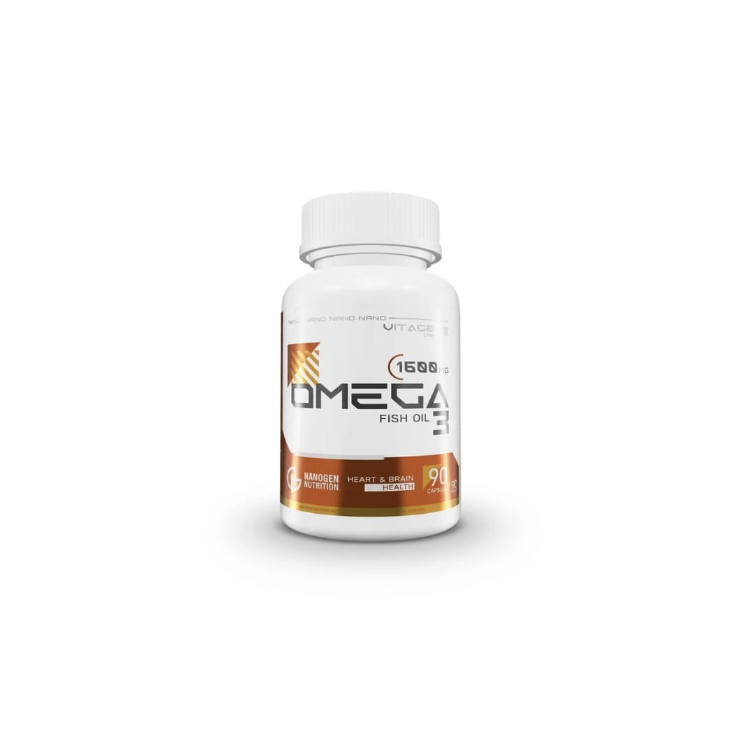 Frasco de Omega 3 Nanogen Nutrition 90 cápsulas, aceite de pescado, línea Vitagen
