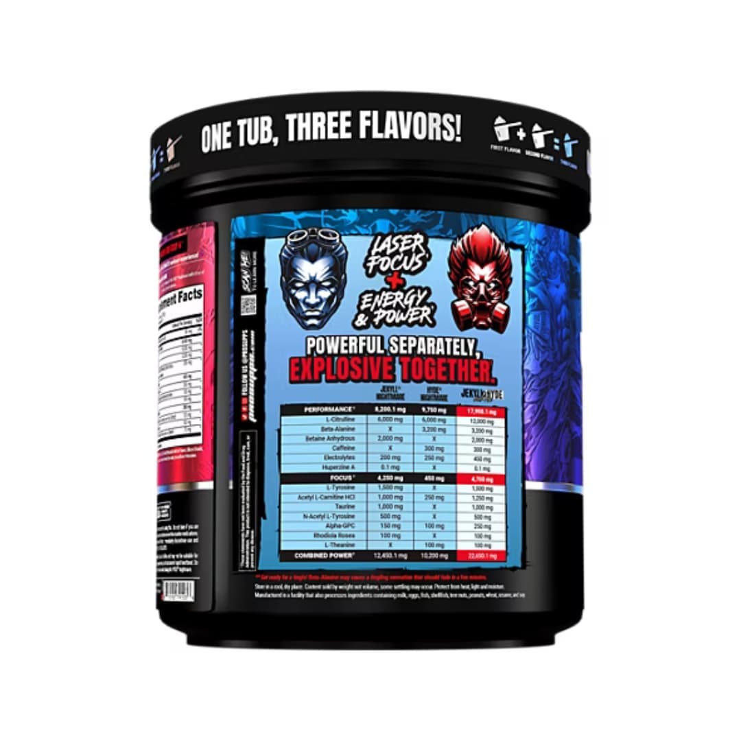 ProSupps Jekyll & Hyde Nightmare — Nootropic + Power Pre-Workout Doble Fórmula 40 Servicios (Blue Razz + Blood Berry)
