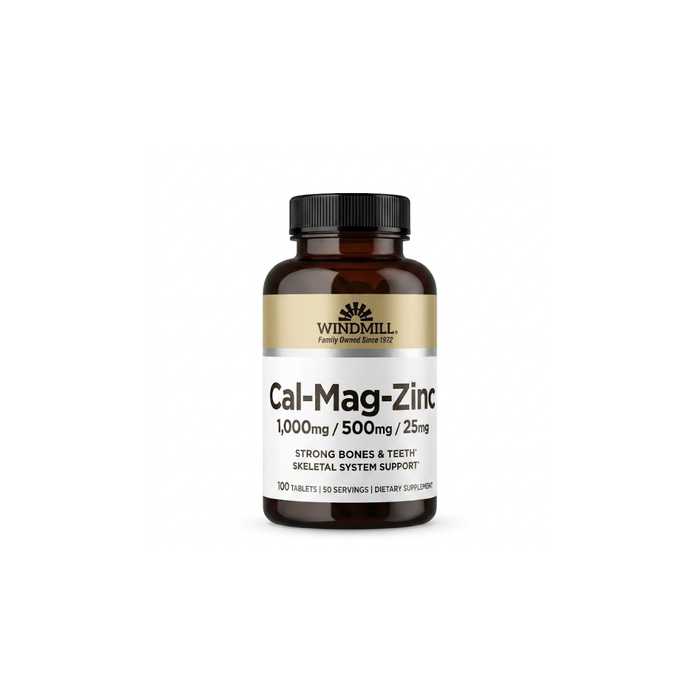 Frasco de Cal-Mag-Zinc Windmill 100 tabletas con calcio, magnesio y zinc
