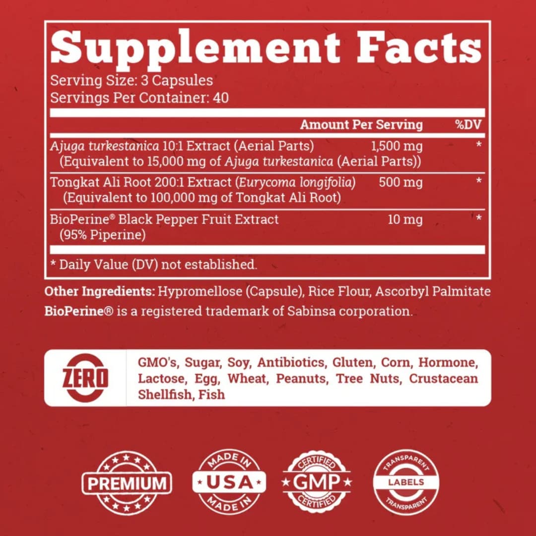 Turkesterona 1,500mg + Tongkat Ali 500mg — Old School  BioPerine