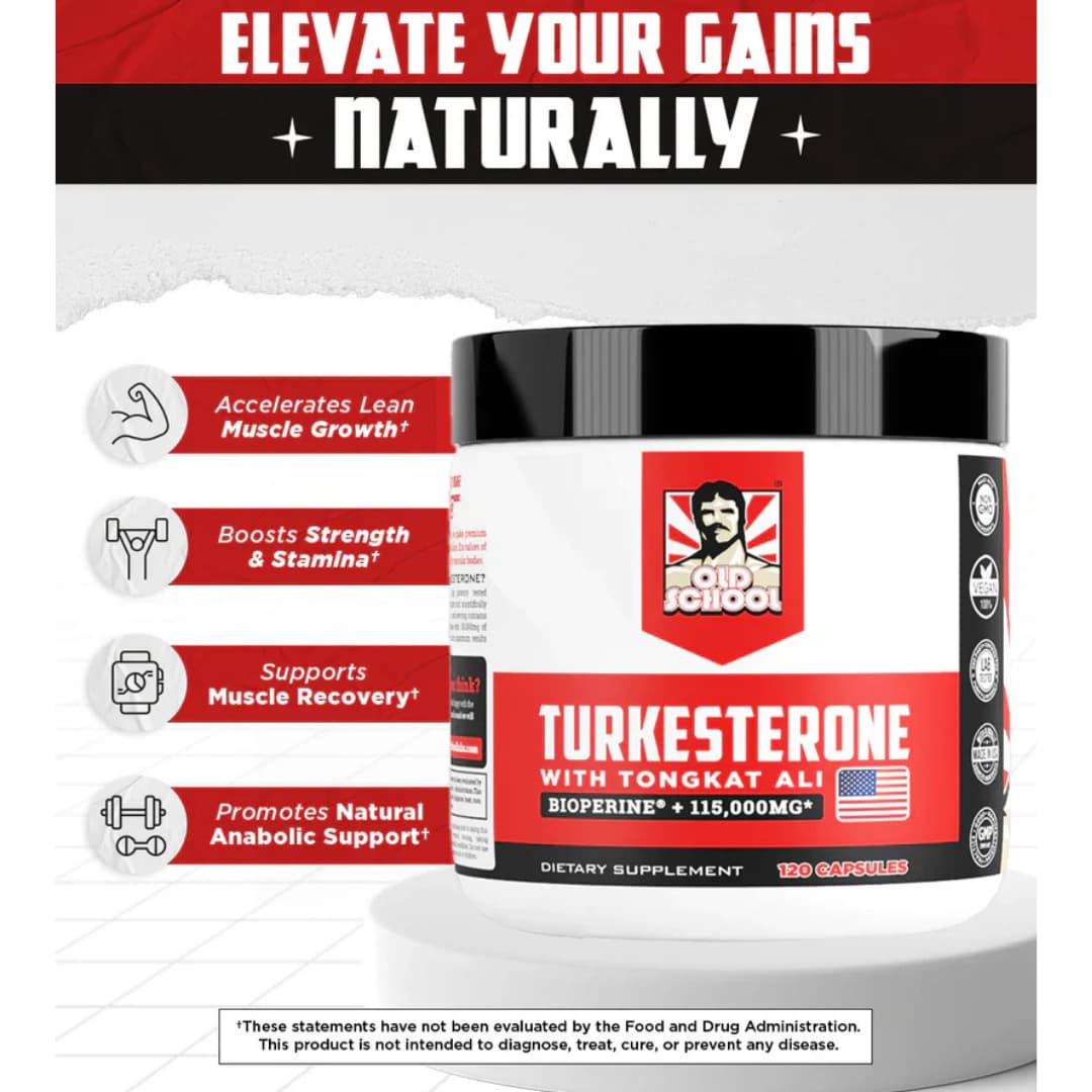 Turkesterona 1,500mg + Tongkat Ali 500mg — Old School  BioPerine