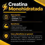 Creatine Monohydrate Arango Nutrition 5 g Micronizada Sin Sabor 90 serv
